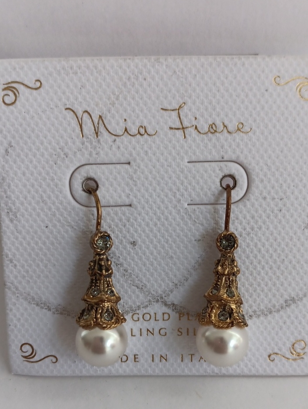 Mia Fiore 18ktGold Plated and Pearl TeardropDangle Earrings Made In Italy